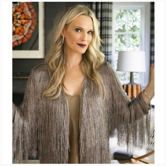 isla metallic fringe jacket